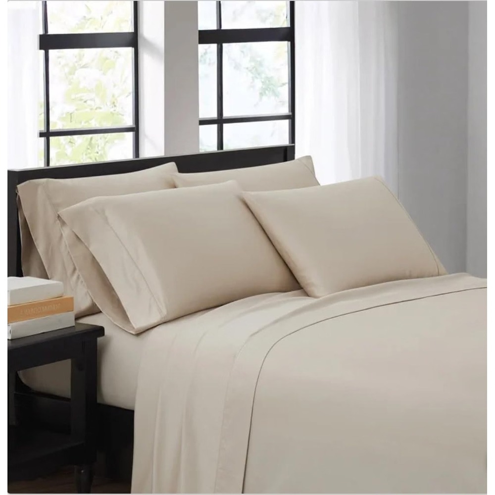 Kirkland Signature 680 Thread Count 6 Piece Sheet Set Queen Oatmeal BRAND NEW